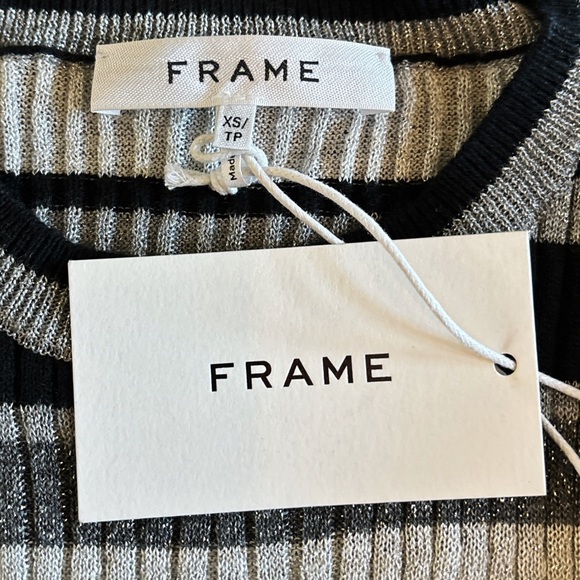 NWT Frame Denim Panel Stripe Crew Long Sleeve Top - Picture 9 of 11